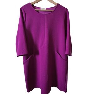 Everly Magenta Purple Dress Large High Neck Shift Wedding Guest Cocktail